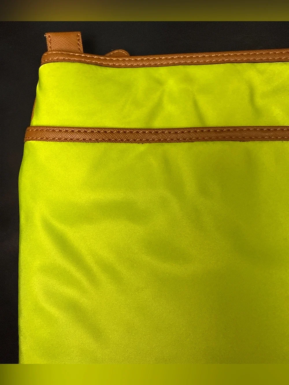 Michael Kors Lime Green Crossbody Bag Nylon Kempton Gold Hardware Missing Strap